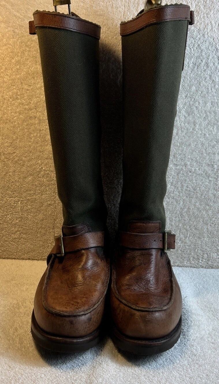 Chippewa Cutter Snake Boots 17" Mens Size 8.5 DLeather Canvas Moc Toe USA 23922